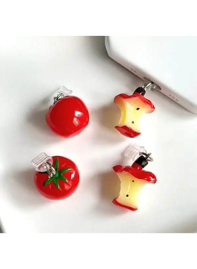 2pcs 3D Tomato Fruit Phone Dust Plug For Type C Charging Port Accessory - Image 2